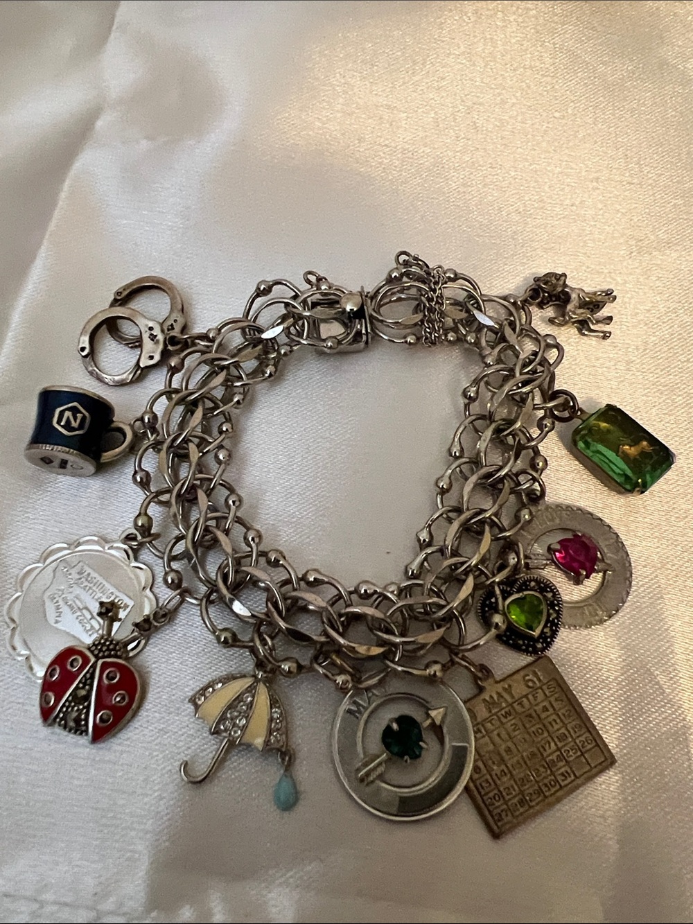 Vintage charms in bracelet